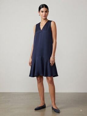 J. Crew Navy Flounce Hem Mini Dress Size 8